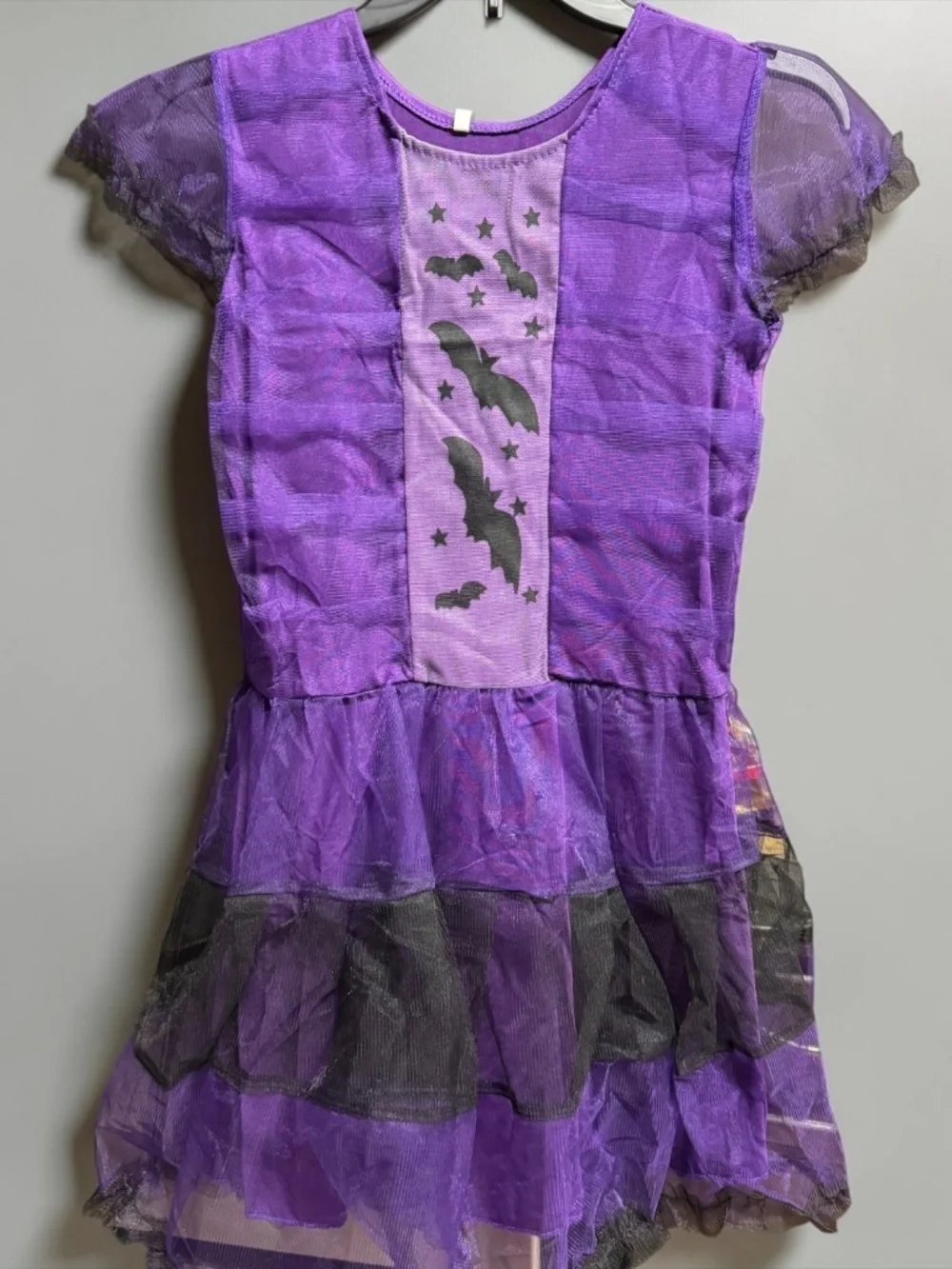 Girls Bat Princess Halloween Costume Purple Dress Kids Size Large Spooky Tutu